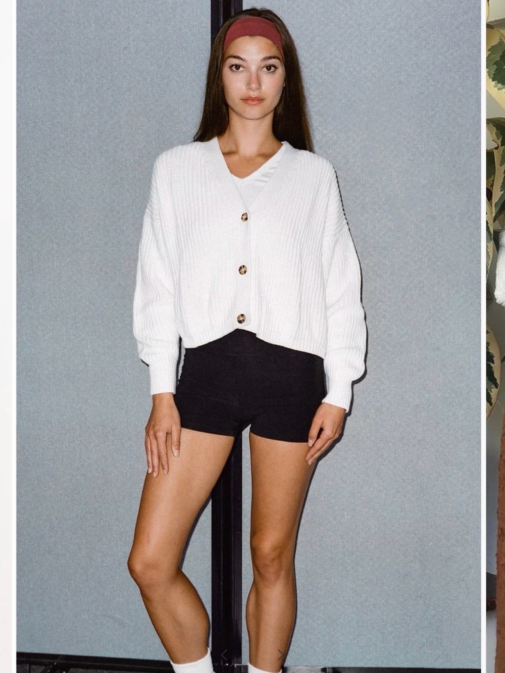 Los Angeles Apparel Fisherman Cropped Cardigan White OS